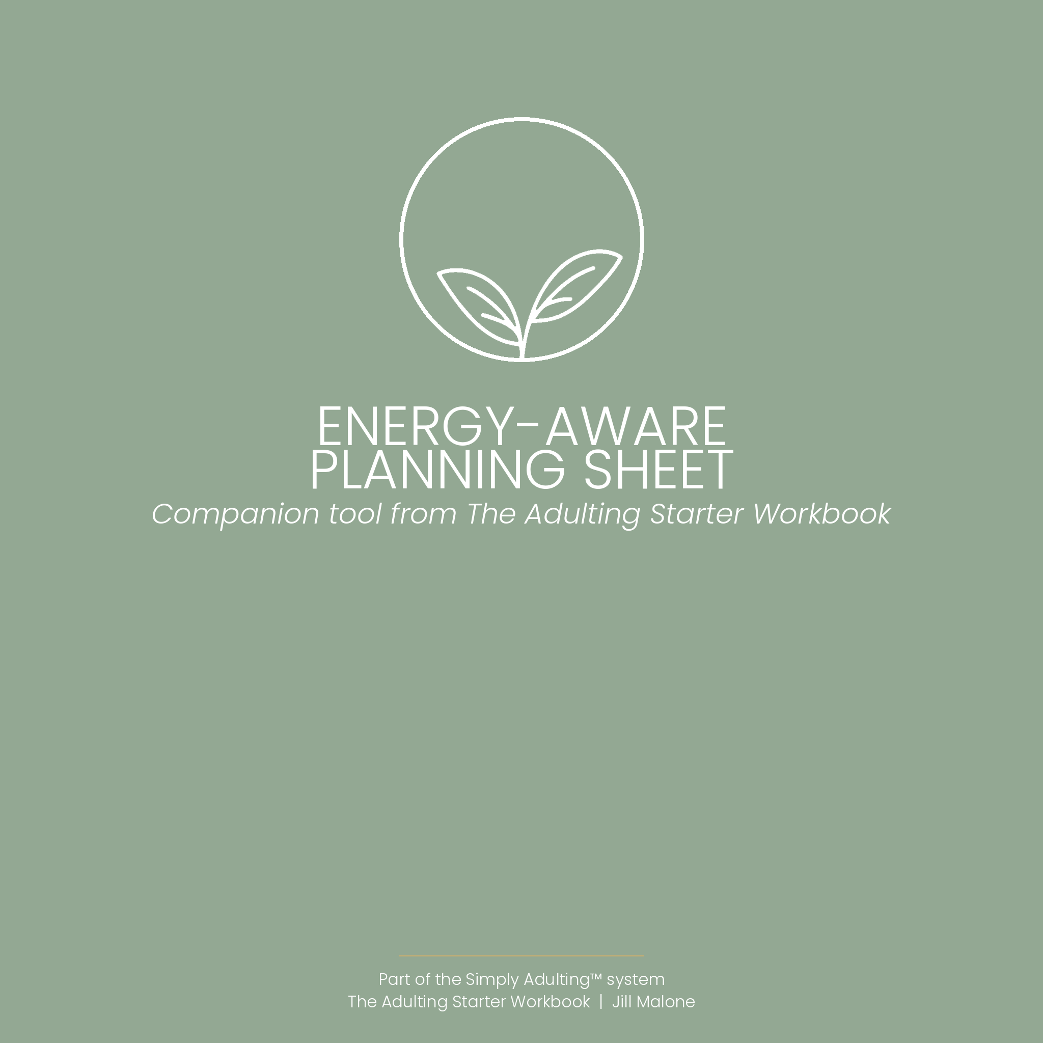 Energy-Aware Planning Sheet | Simply Adulting™